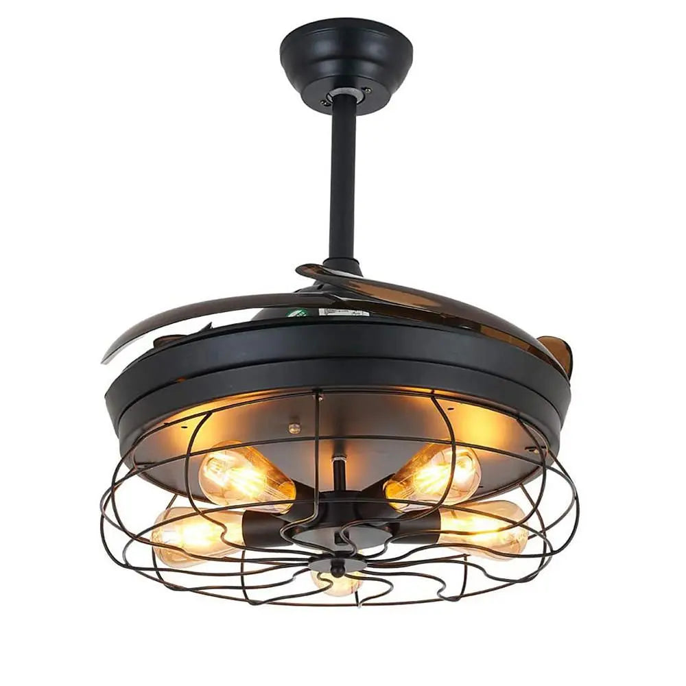 Retractable Ceiling Fan with Light - 3-Blade Farmhouse Design Luxe