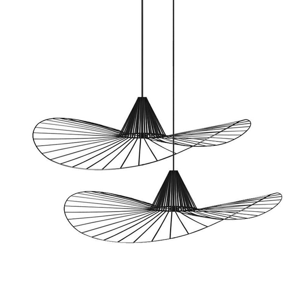 Hat-Shaped Linear LED Pendant — Black Metal, Art Deco, 18" or 24", 3000K / 6000K