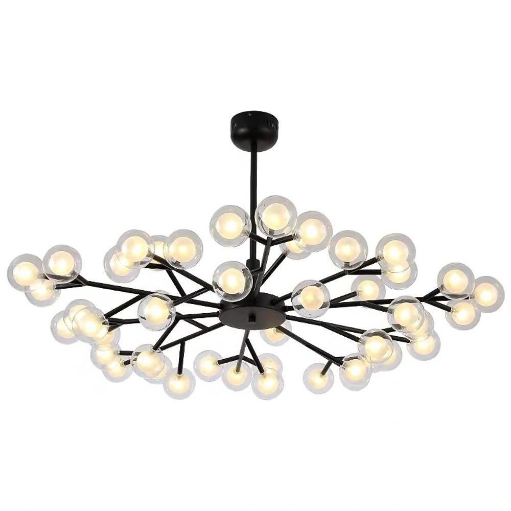Modern 45-Light Glass Cluster Chandelier — Metal, Black or Gold, 39" Diameter, 3W LED