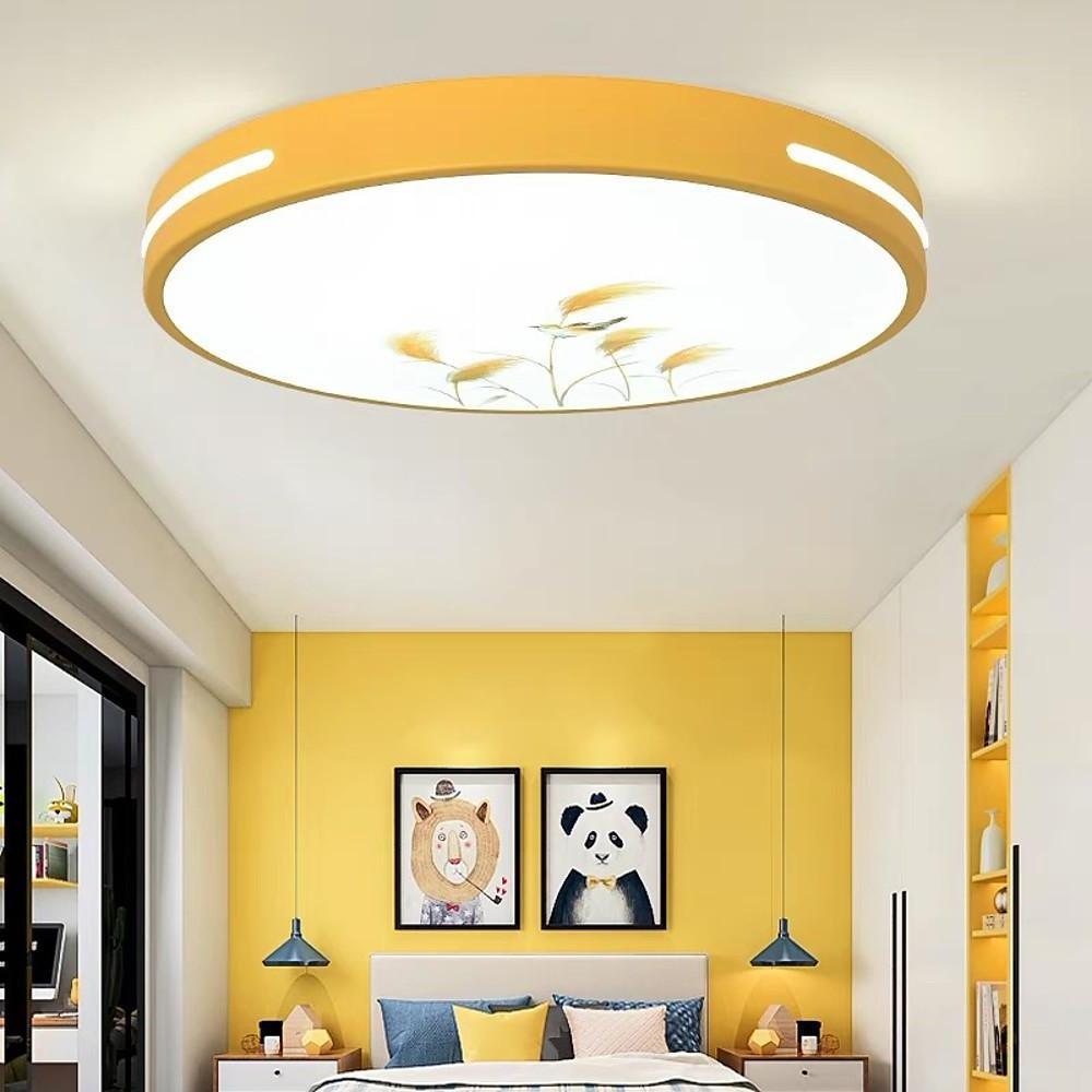 Modern Circular Flush-Mount Ceiling Light — Metal and Acrylic, LED 20W, 16" Diameter, 3000K–5400K