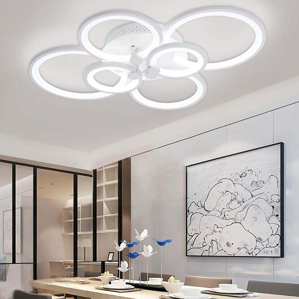 Multi-Ring Flush-Mount Ceiling Light — Metal and Acrylic, Dimmable LED, 3000K–6000K, 31" Wide