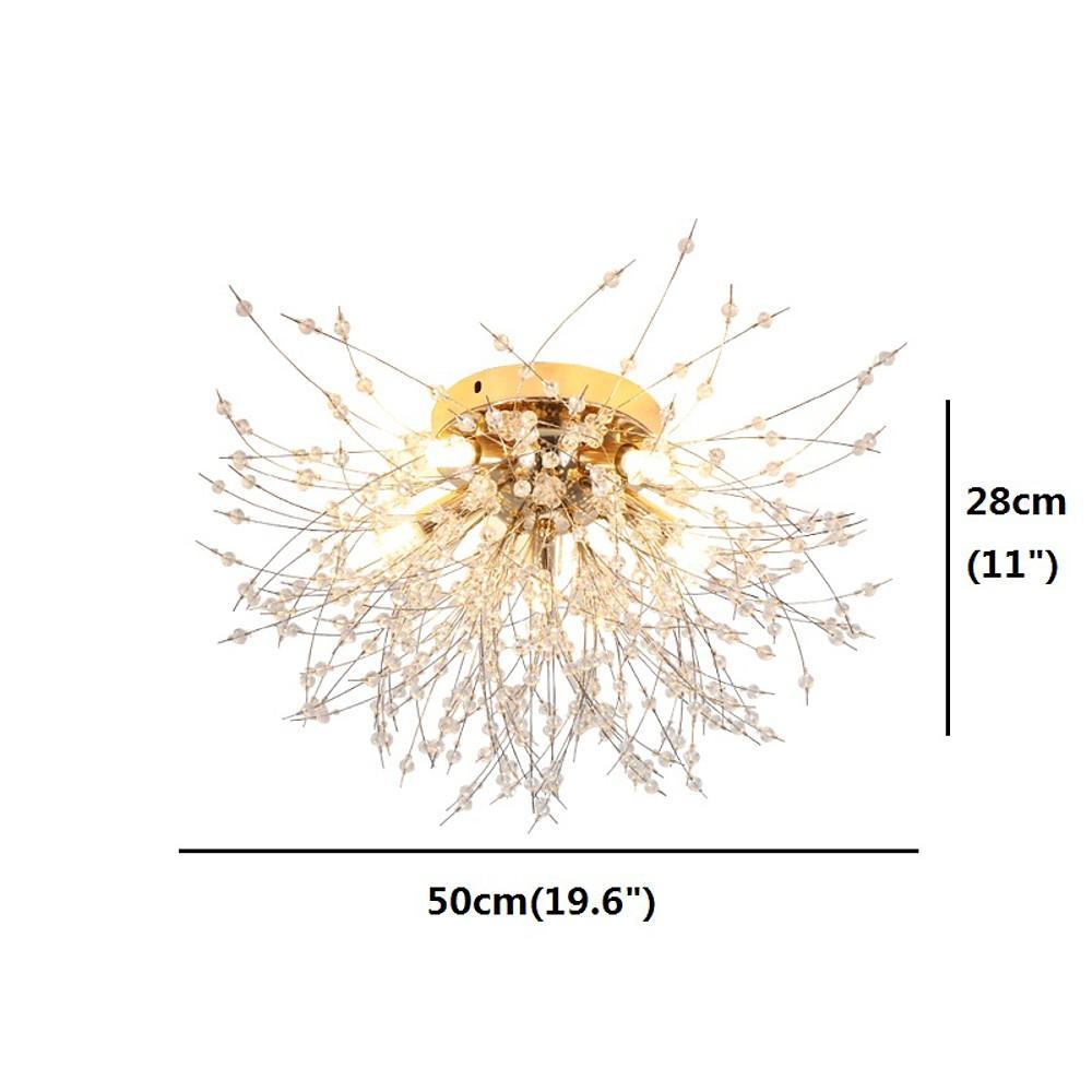 5-Light Metal and Crystal Branch Tree Chandelier - LED Ceiling Lights for Living Room
