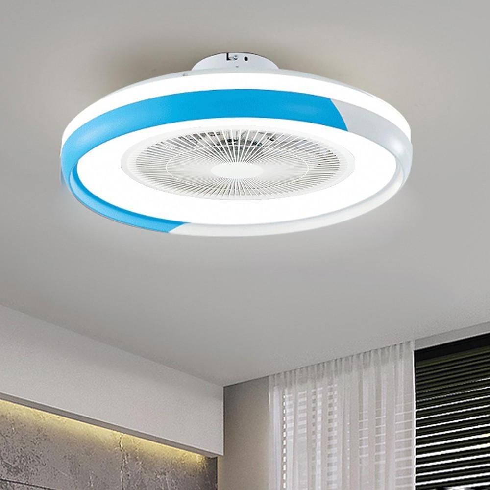 Bladeless Circular Flush Mount Ceiling Fan with Dimmable Light and Remote Control