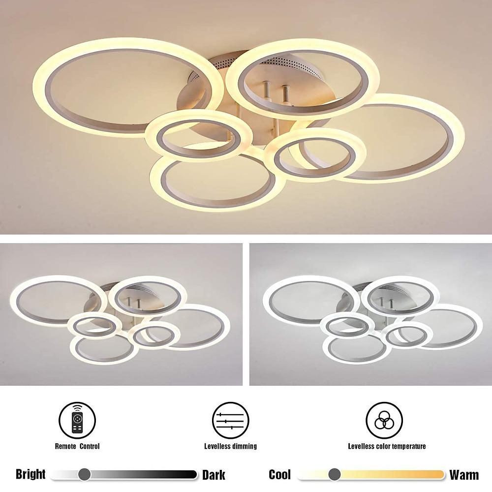 Tiered Circles Flush-Mount Ceiling Light — Aluminum & Acrylic, 2800K–7000K, 4-Light / 6-Light / 8-Light