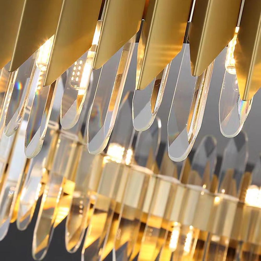 Round Crystal Chandelier — Stainless Steel, LED, 3000–5400K, 8- or 12-Light