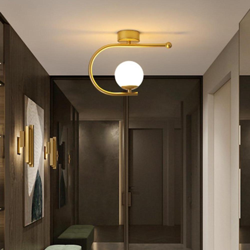 Curved Globe Flush-Mount Ceiling Light — Black & Gold Metal, 7W LED, 3-Step Dimming, 9" Diameter