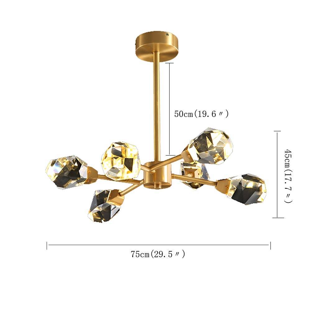 6-Light Crystal Chandelier — Electroplated Gold, LED, 30" Diameter, 20" Adjustable Chain