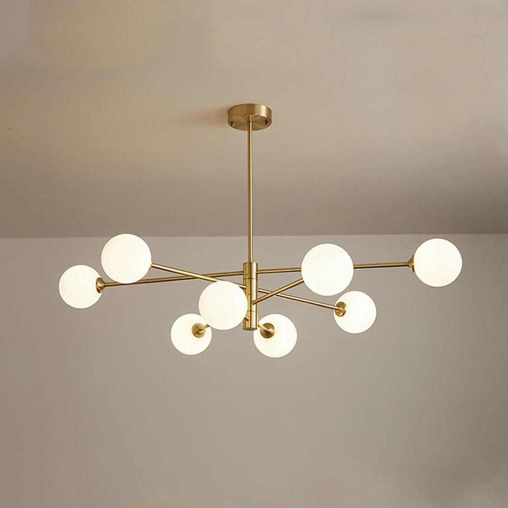 Geometric Cluster Globe Chandelier — White Glass, Black or Gold, 8-Light G9, 35" Diameter, 3000K / 6000K