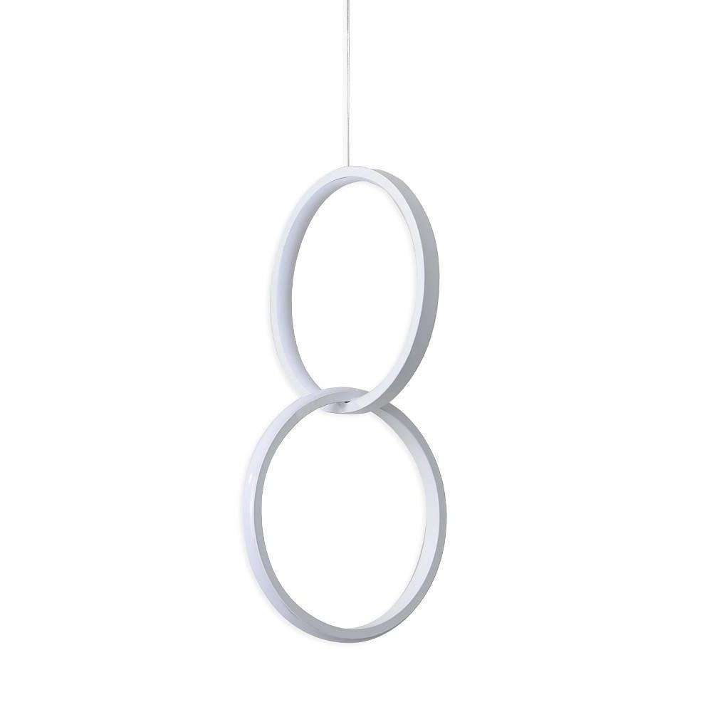 Interlocking Dual-Ring LED Pendant Light — Aluminum and Acrylic, Dimmable, Remote Control, 3000K–6000K, 59" Adjustable Cord
