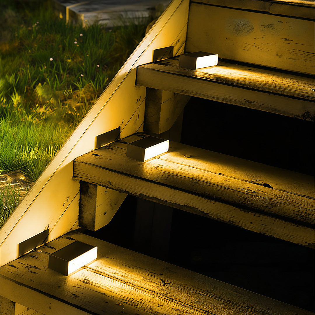 Modern Solar Step & Deck Lights, 6-Pack — ABS+PC, LED, Dual-Color 3000K/6000K, IP65 Weatherproof