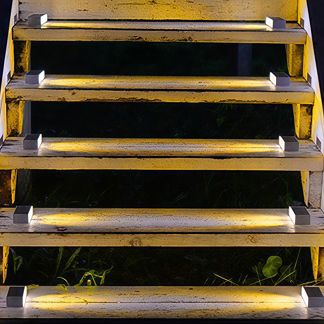 Modern Solar Step & Deck Lights, 6-Pack — ABS+PC, LED, Dual-Color 3000K/6000K, IP65 Weatherproof