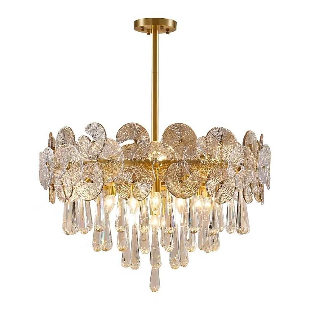 Crystal Candelabra Flush-Mount Chandelier — Metal, 10-Light, E12 LED, 3000–5400K