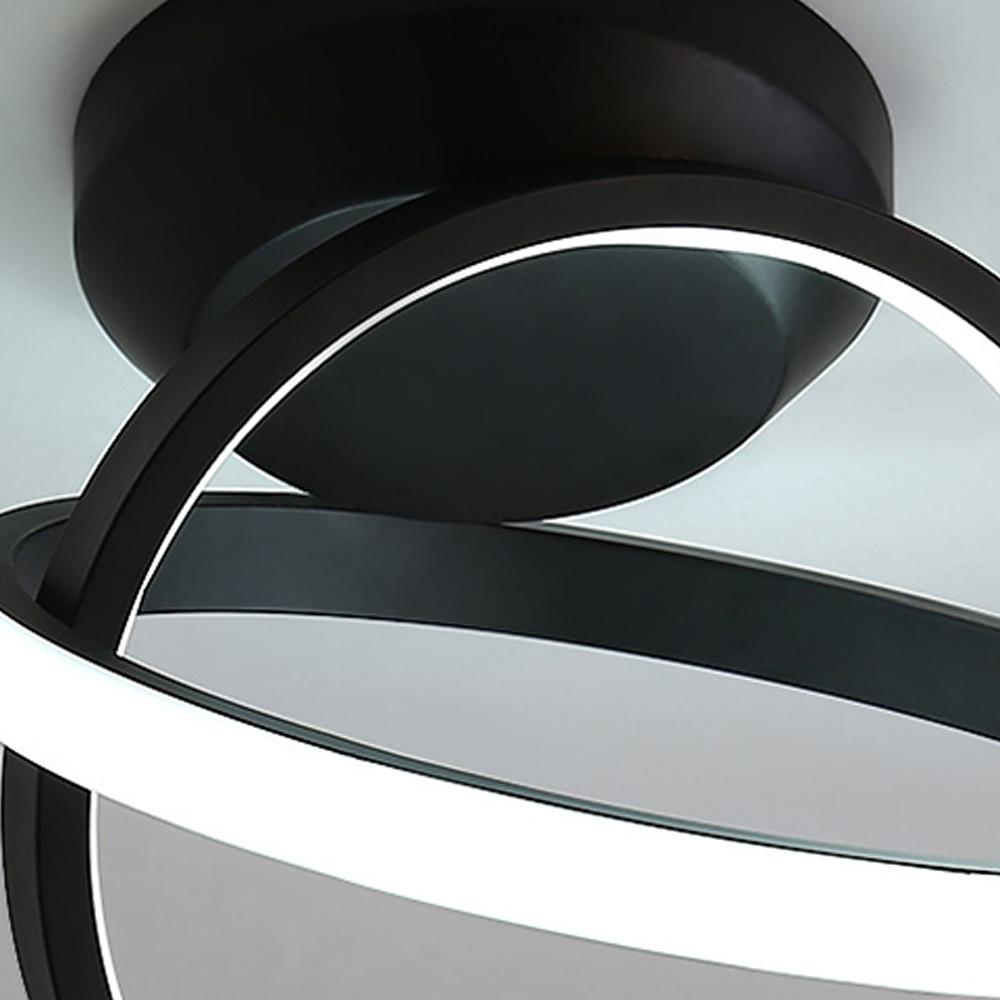 Interlaced Circles LED Flush-Mount Ceiling Light — Black Metal, 2-Light, 7.5W, 10" Diameter