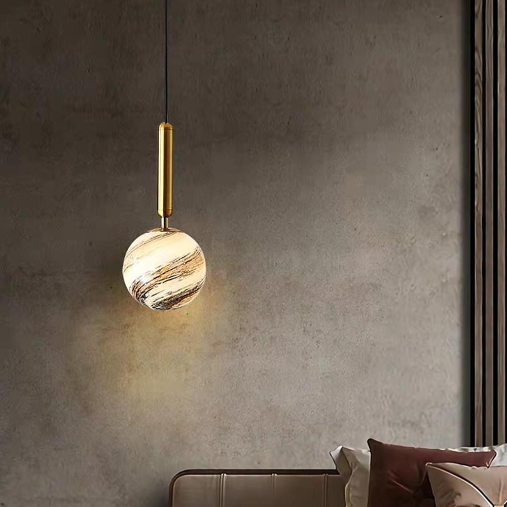 Distressed Globe Mini Pendant — Metal and Acrylic, 5W LED Warm White (3000K), 6" Diameter, Adjustable Cord