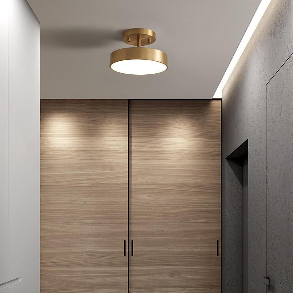 Circular Adjustable LED Flush-Mount Ceiling Light — Electroplated Copper, Acrylic Shade, 12/18W, 3000K/4500K/6500K