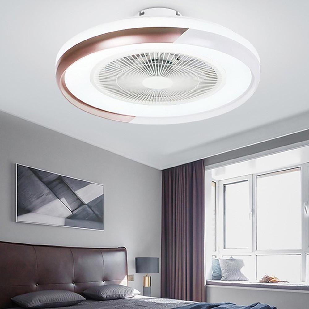 Bladeless Circular Flush Mount Ceiling Fan with Dimmable Light and Remote Control