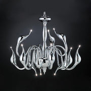Modern Candle-Style Chandelier — Chrome, 24" Wide, 10+ Bulbs, 3000/6000K