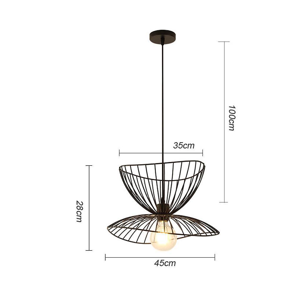 Vintage Double Wire Basket Pendant Light — Metal, E26/E27 LED, 18" Diameter, Adjustable 28" Cord, Black or Gold