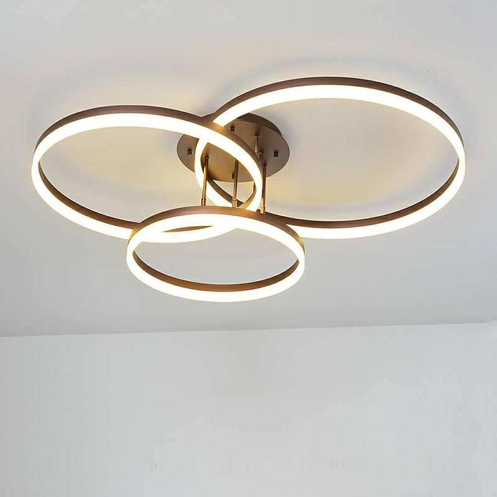 Three-Ring Semi Flush-Mount Ceiling Light — Metal and Acrylic, 3-Light LED, Dimmable, Remote Control, 35"