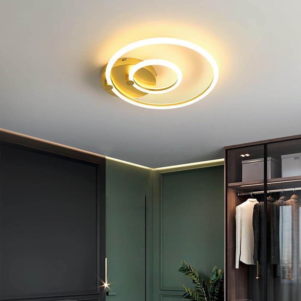 Circular Ring LED Flush-Mount Ceiling Light — Metal & Acrylic, Dimmable with Remote, 2-Light to 6-Light, 18"–30"