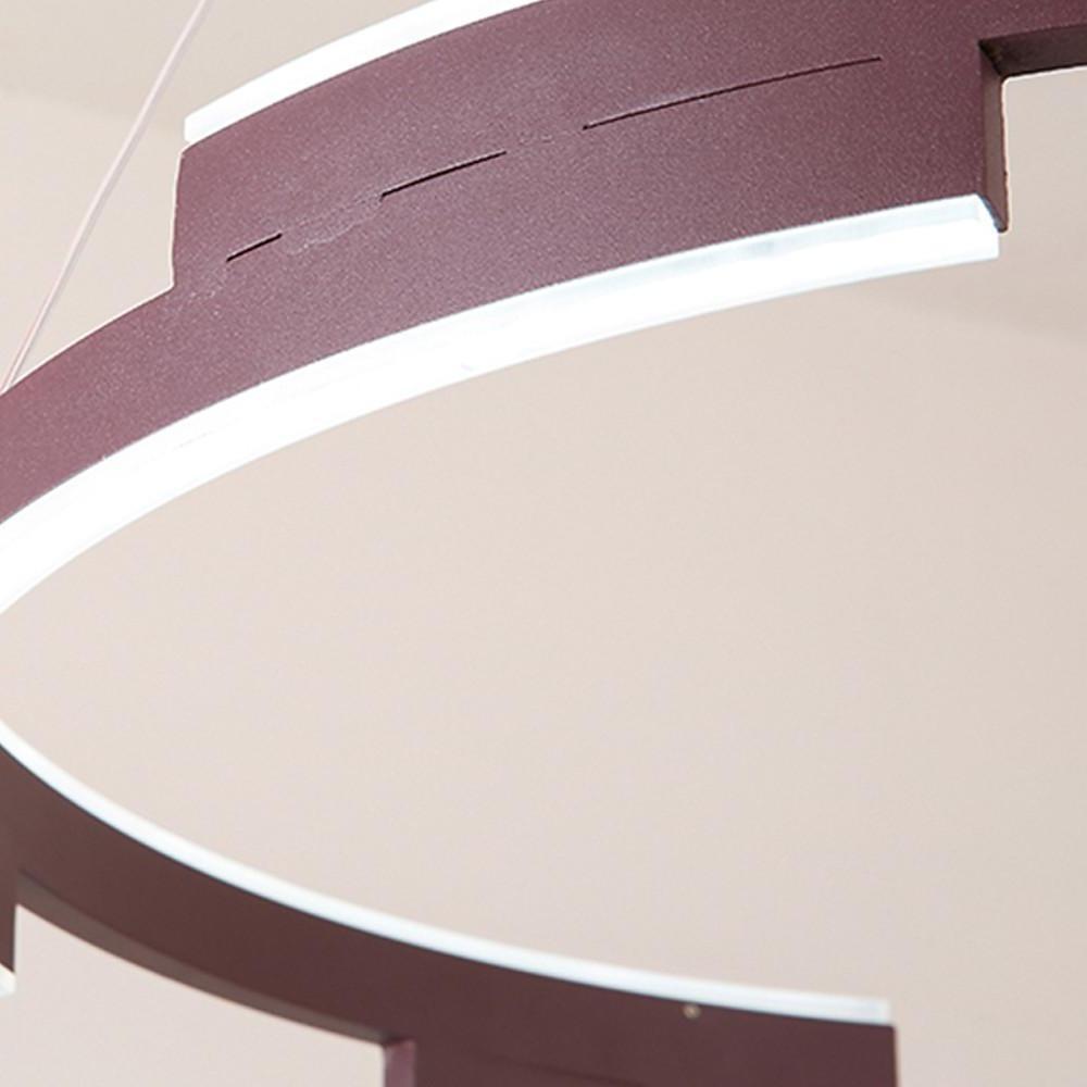 Geometric Circle Pendant Chandelier — Metal, 6-Light LED, Gold or Coffee Finish, Adjustable to 59"