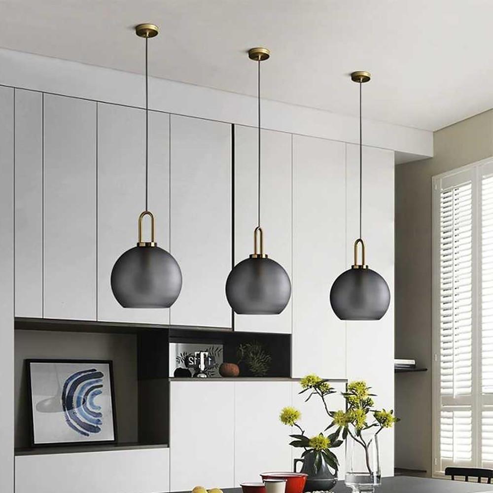 Industrial Globe Mini Pendant — Electroplated Metal and Glass, 1-Light E26/E27, 10" Diameter, 59" Adjustable Cord