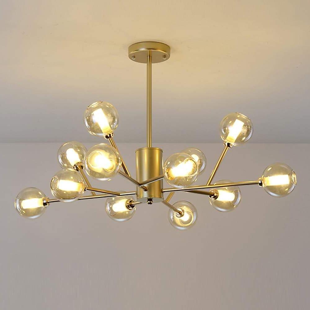 Sputnik Chandelier — Metal and Glass, 12-Light LED, 35" Diameter, 3000K–6000K