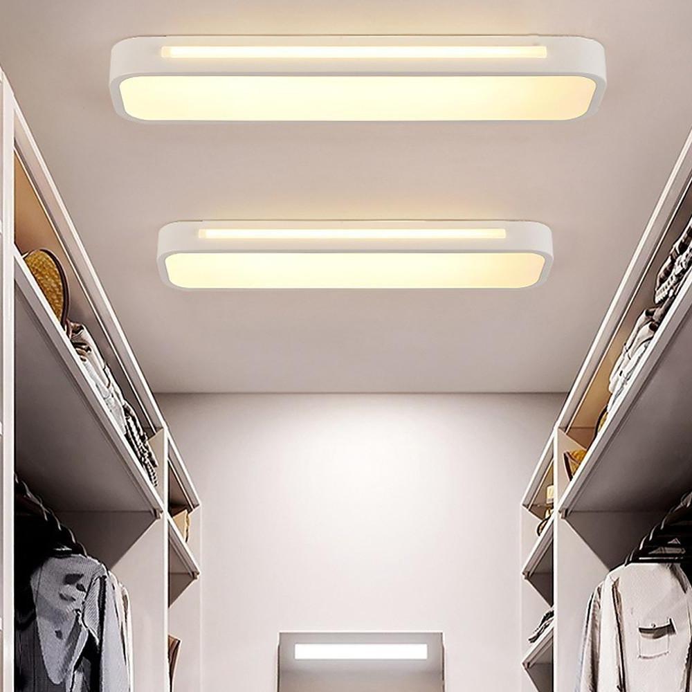 Rectangular LED Flush-Mount Ceiling Light — Acrylic and Metal, Black and White, 18.9" x 4"