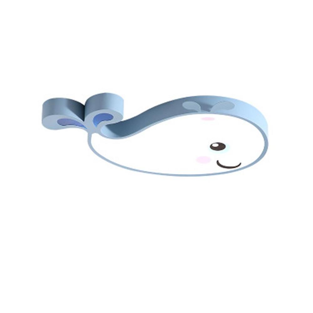 Animal-Shape LED Flush-Mount Ceiling Light — Metal, 30W, 24", White / Blue / Pink