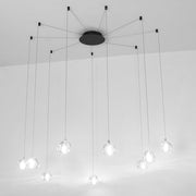 Raindrop Cluster Chandelier — Metal and Crystal, 9-Light LED, 3000/6000K, 79" Adjustable Cord