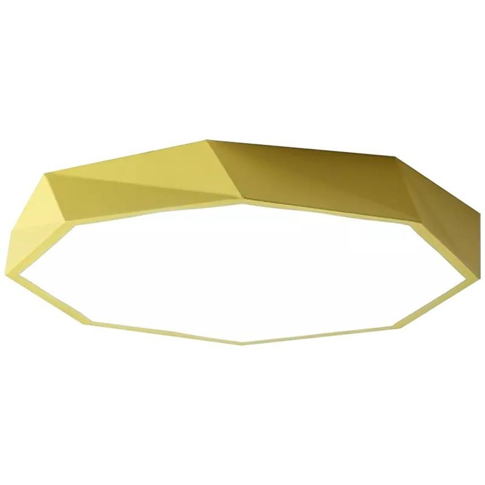 Geometric LED Flush-Mount Ceiling Light — Metal & PVC, 20W, Dimmable with Remote, 3000K–6000K, 20" Diameter