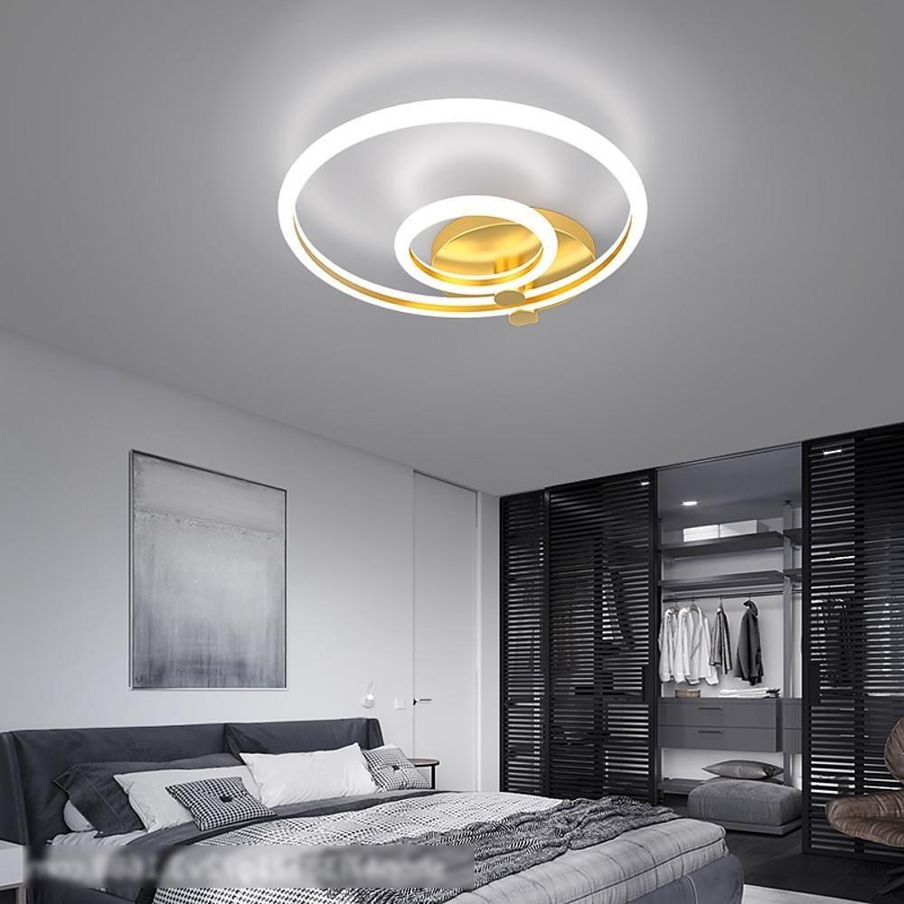 Circular Ring LED Flush-Mount Ceiling Light — Metal & Acrylic, Dimmable with Remote, 2-Light to 6-Light, 18"–30"