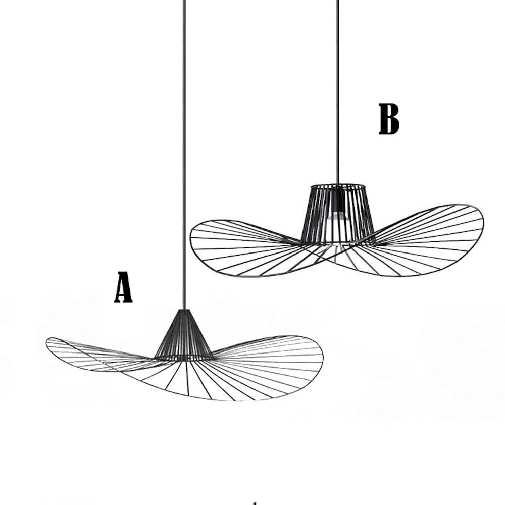 Hat-Shaped Linear LED Pendant — Black Metal, Art Deco, 18" or 24", 3000K / 6000K