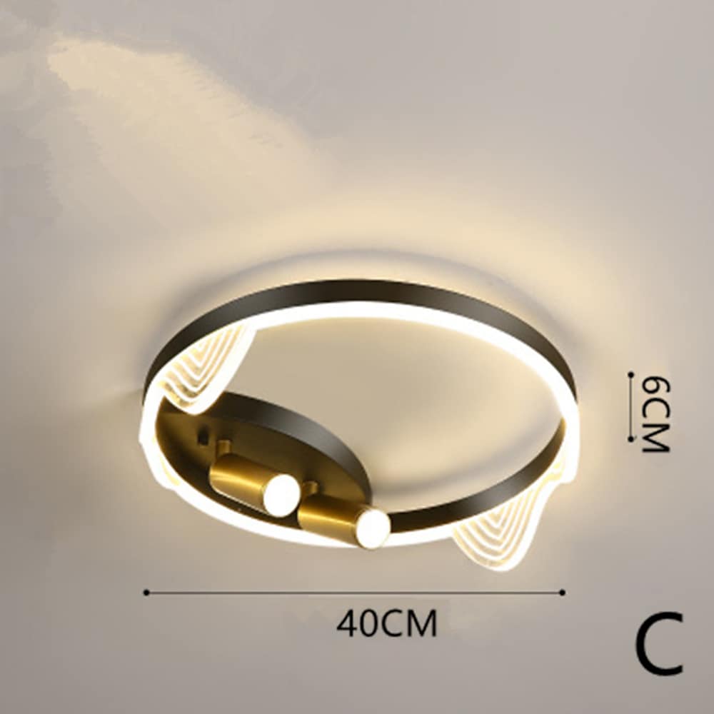 Circular Spotlight LED Flush-Mount Ceiling Light — Metal, Black or Gold, 54W, 3-Step Dimming, Remote Control, 16" Diameter