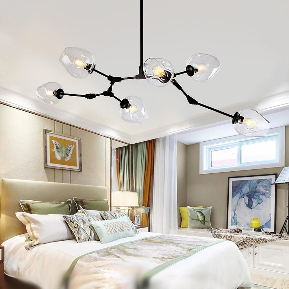 Globe Sputnik Industrial Chandelier — Metal and Glass, E27, 3/5/6/7-Light, Choice of Finish and Shade Color
