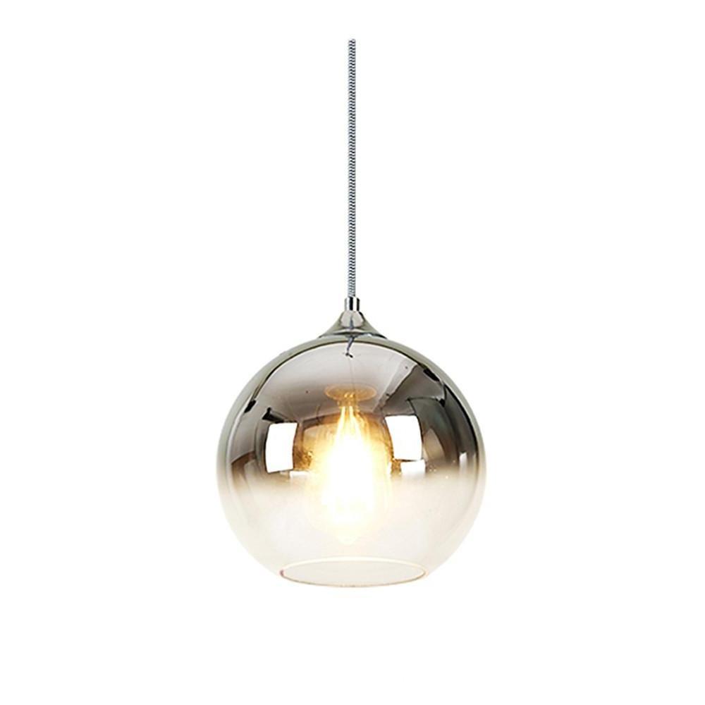 Gradient Glass Globe Mini Pendant — Metal, E26/E27, 12" Diameter, 59" Adjustable Cord, Rose Gold / Chrome / Gold
