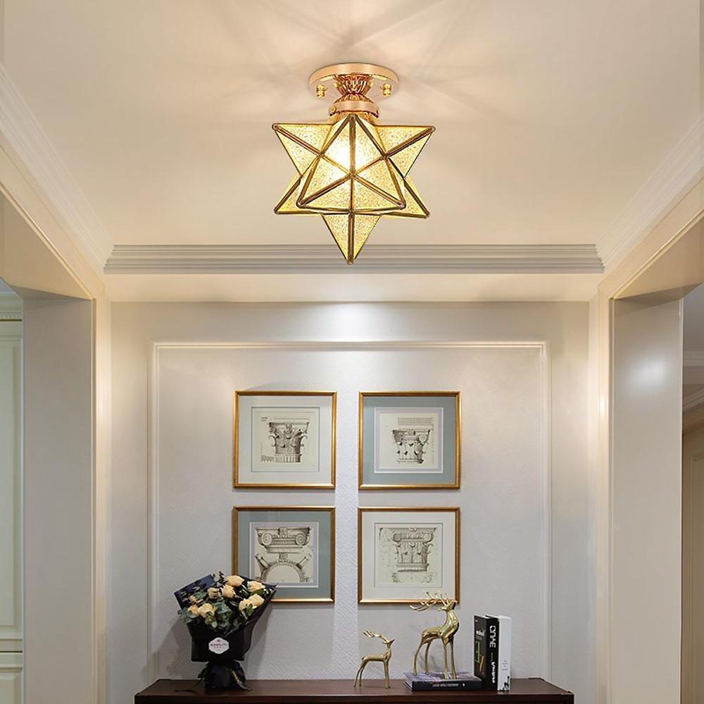 Geometric Multi-Pointed Star Semi-Flush Mount — Metal and Glass, E26/E27, 110–120V