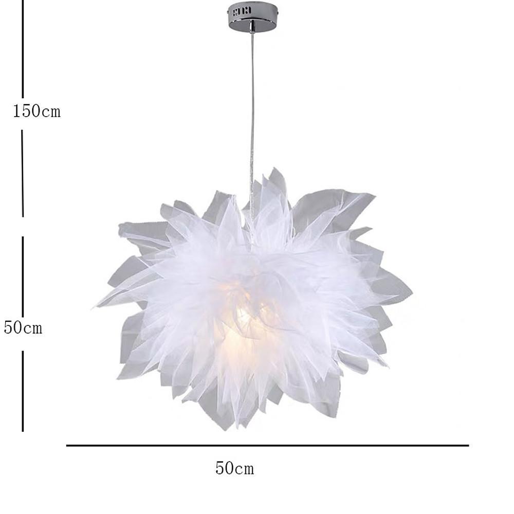 20" Fabric Flower Pendant Light — Electroplated Metal, E27 LED 12W, Adjustable 59" Cord, 1-Light