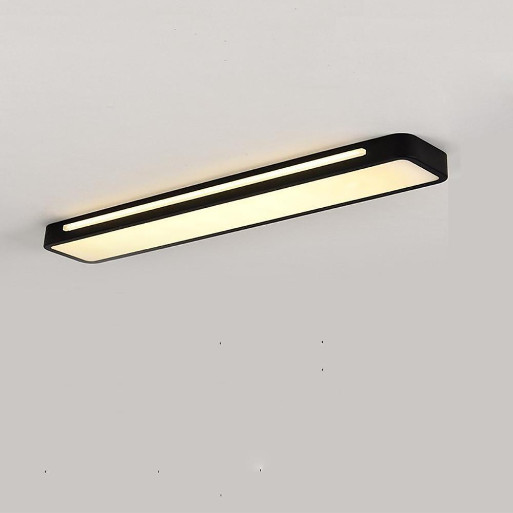 Rectangular LED Flush-Mount Ceiling Light — Acrylic and Metal, Black and White, 18.9" x 4"