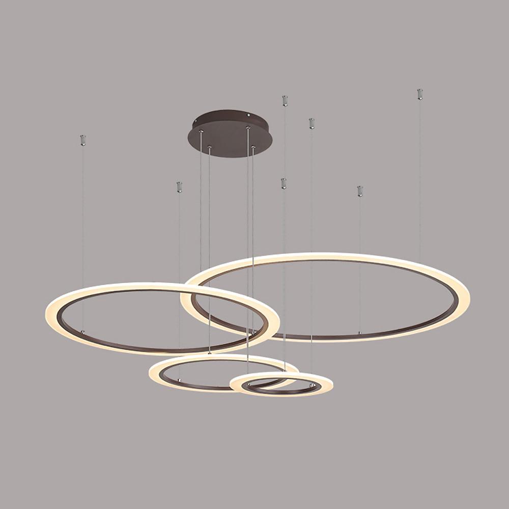 Four-Ring Geometric LED Chandelier — Metal and Acrylic, Dimmable, 11.8"–35.4" Rings, Black / White / Gold