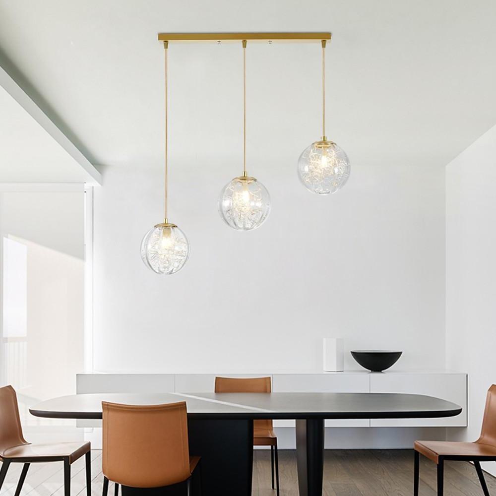 Glass Globe Multi-Light Pendant — Clear Glass, 6" Diameter, Adjustable 39" Cord
