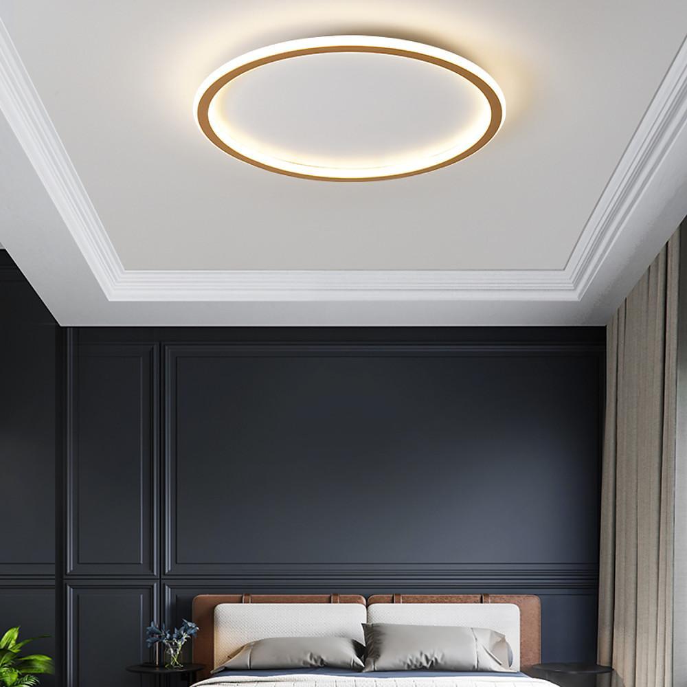 Minimalist Dimmable LED Flush-Mount Ceiling Light — Metal and Acrylic, Square or Circular, Remote Control, 20"