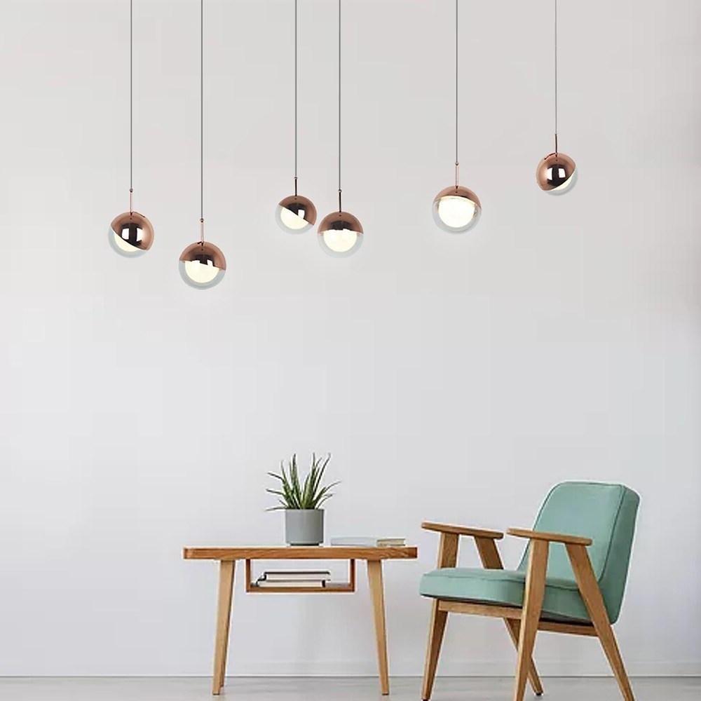 6-Light Mini Globe Cluster Chandelier — Metal and Acrylic, 5W LED, 79" Adjustable Cord