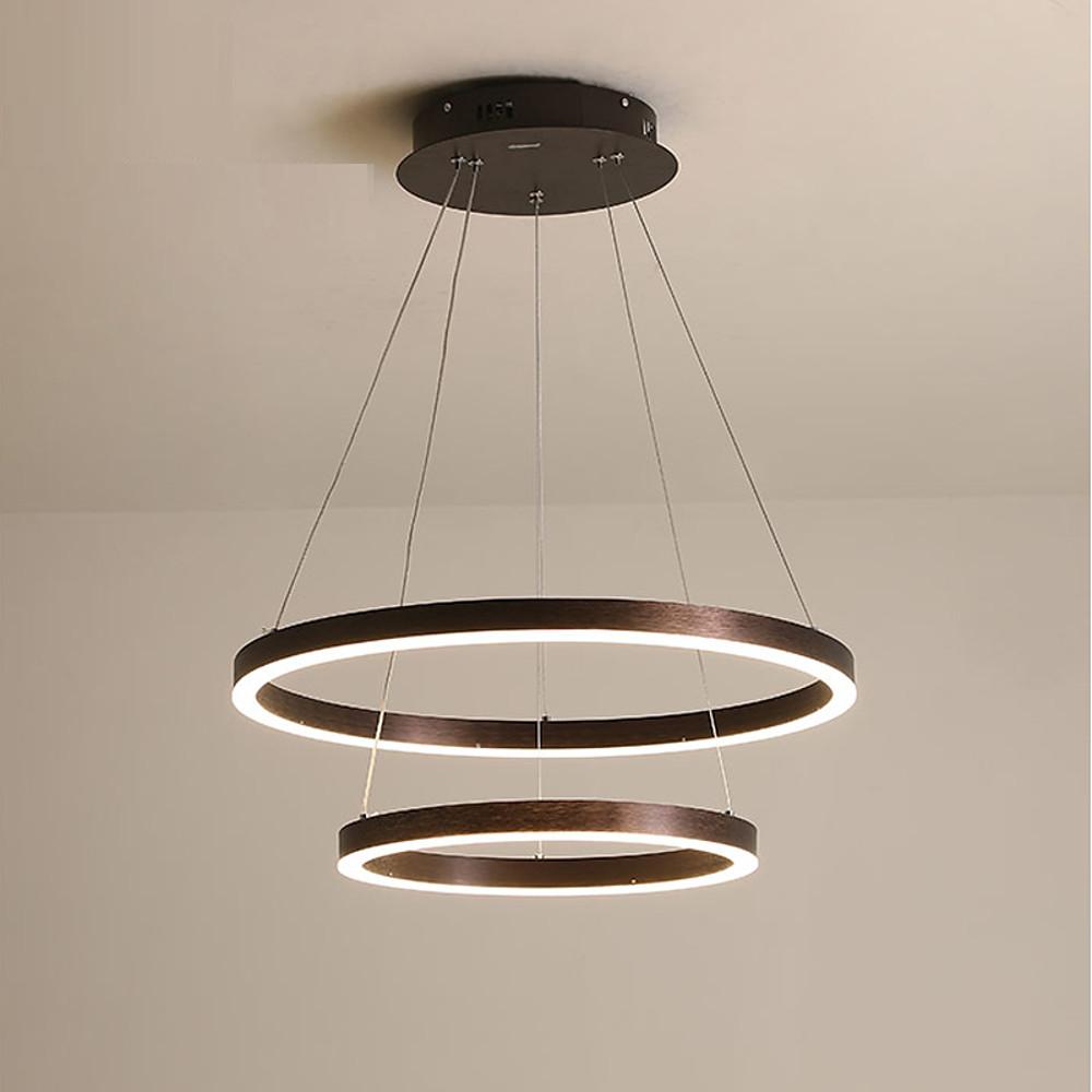 Two-Tier Circular LED Chandelier — Aluminum, Acrylic, 24" Dimmable, Modern Minimalist