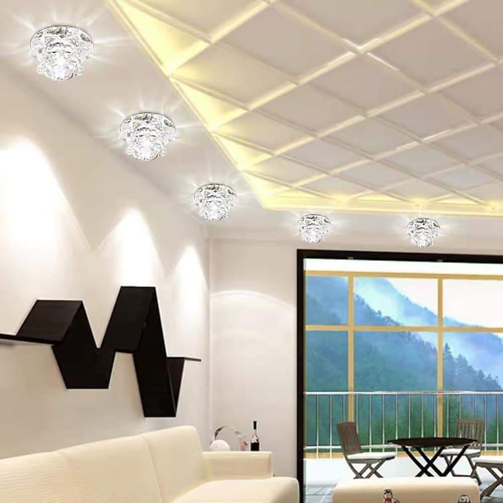 Flower Flush-Mount LED Ceiling Light — Electroplated Glass, Multi-Color RGB / Warm / Cool White, 4" Diameter