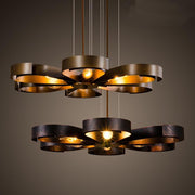 Petal-Shaped 6-Light Pendant Chandelier — Metal, Bronze or Dark Red, LED/Incandescent, 24" Diameter