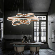 Triple-Ring Chandelier — Aluminum, Gold Finish, LED 142W, 3000K–6000K, 59" Adjustable Chain