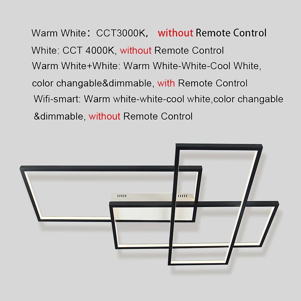 Overlapping Rectangles Geometric Flush-Mount Ceiling Light — Aluminum, 90W LED, Dimmable with Remote, 40" × 27"