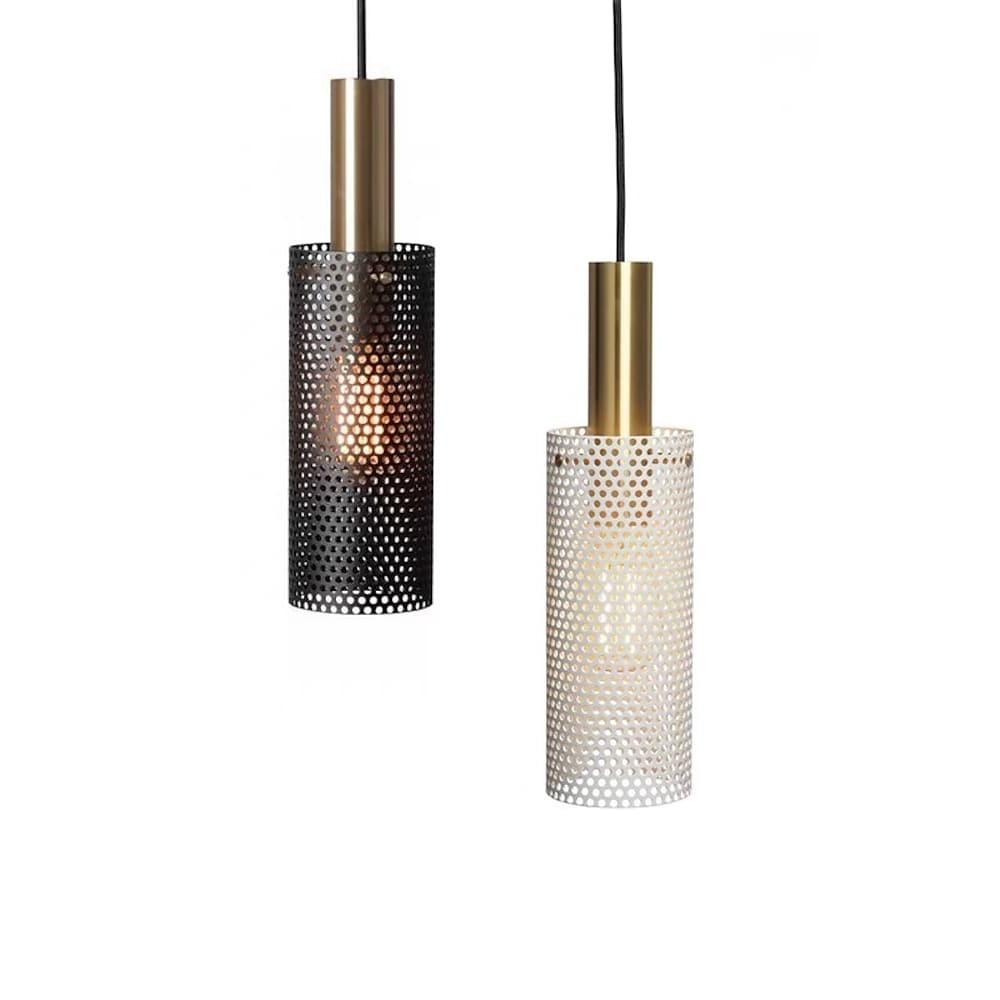 Cylinder Mini Pendant Light — Black or White Metal, LED, 1-Light, E26/E27, 5W, Adjustable Cord