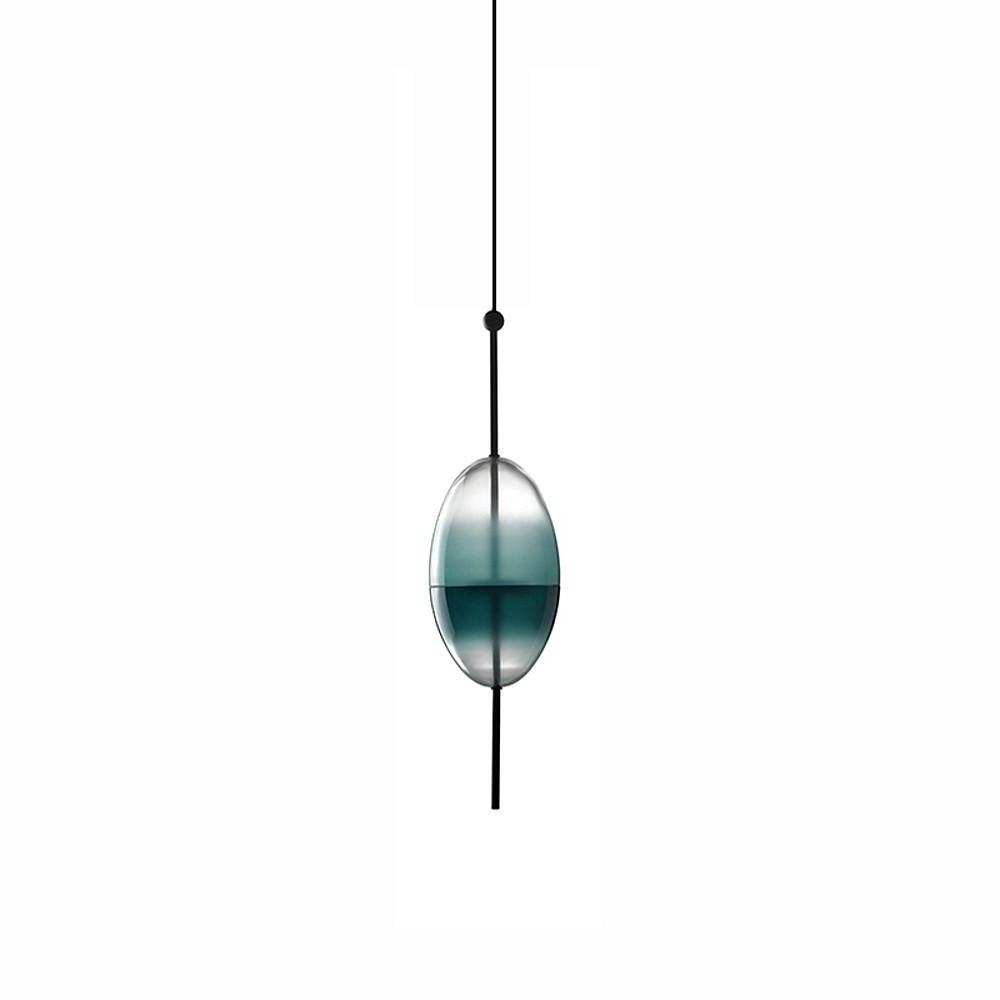 Gradient Blue Glass Mini Pendant — Modern Industrial, 1-Light, 4" Shade, 59" Adjustable Cord